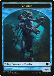 Teferi, Temporal Archmage Emblem // Zombie (011/036) Double-Sided Token [Commander 2014 Tokens]