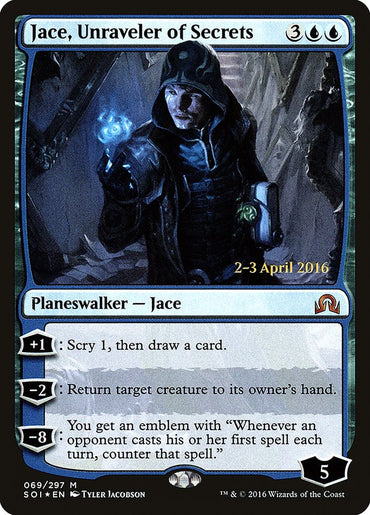 Jace, Unraveler of Secrets [Shadows over Innistrad Prerelease Promos]