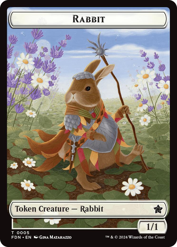 Rabbit // Soldier Double-Sided Token [Foundations Tokens]