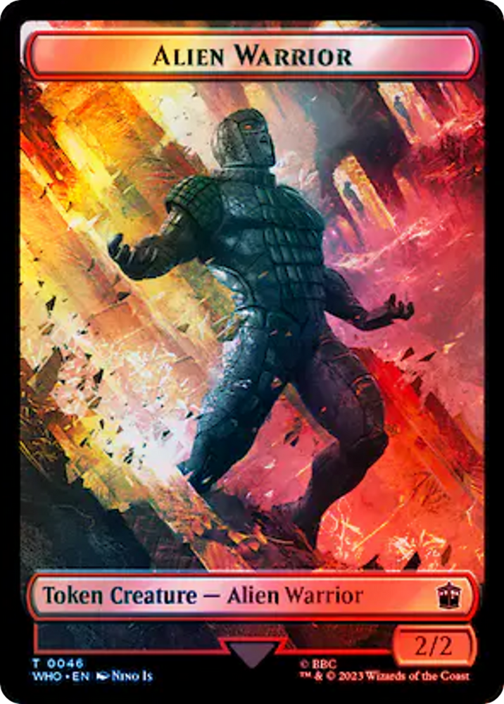 Alien // Alien Warrior Double-Sided Token (Surge Foil) [Doctor Who Tokens]