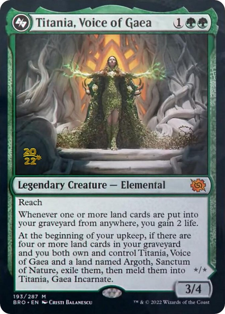 Titania, Voice of Gaea [The Brothers' War Prerelease Promos]