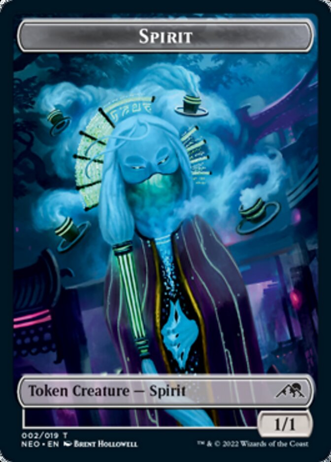 Spirit (002) // Tezzeret, Betrayer of Flesh Emblem Double-Sided Token [Kamigawa: Neon Dynasty Tokens]