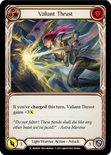 Valiant Thrust (Yellow) [U-MON040-RF] (Monarch Unlimited)  Unlimited Rainbow Foil