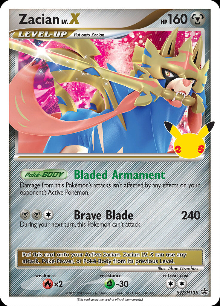 Zacian LV.X (SWSH135) (Celebrations) [Sword & Shield: Black Star Promos]