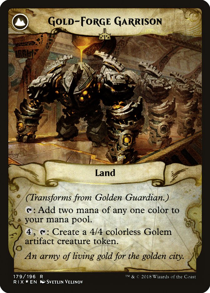 Golden Guardian // Gold-Forge Garrison [Rivals of Ixalan Prerelease Promos]