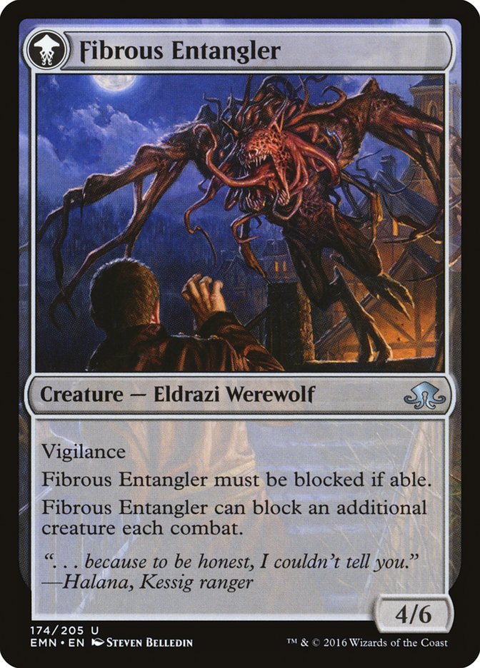 Tangleclaw Werewolf // Fibrous Entangler [Eldritch Moon]