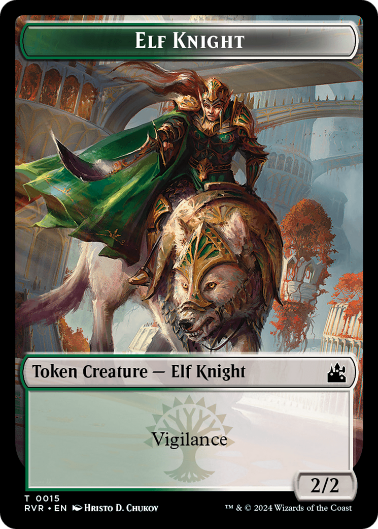 Elf Knight // Voja Double-Sided Token [Ravnica Remastered Tokens]